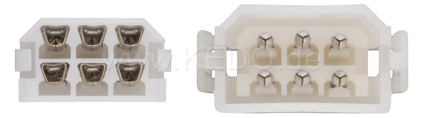 Kedo 6-Pin Connector Housing incl 2x6 round type connectors | 41545-6