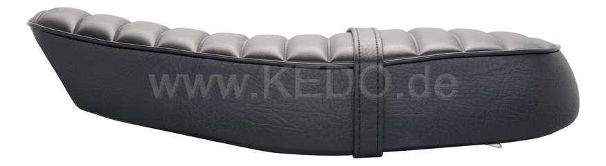 Kedo Seat 'Ultra Classic', ribbed black cover, black piping, ready-to-mount, including rear bracket 27153, length 55cm, incl passenger seat strap. | 40847