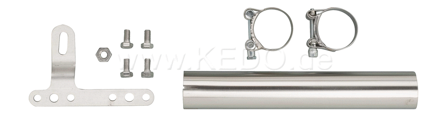 Kedo BullSP 'Mace' Header Pipe Set incl Mounting material for silencers Item 93614 (header pipe and silencer in combination are 'E' approved) | 93616